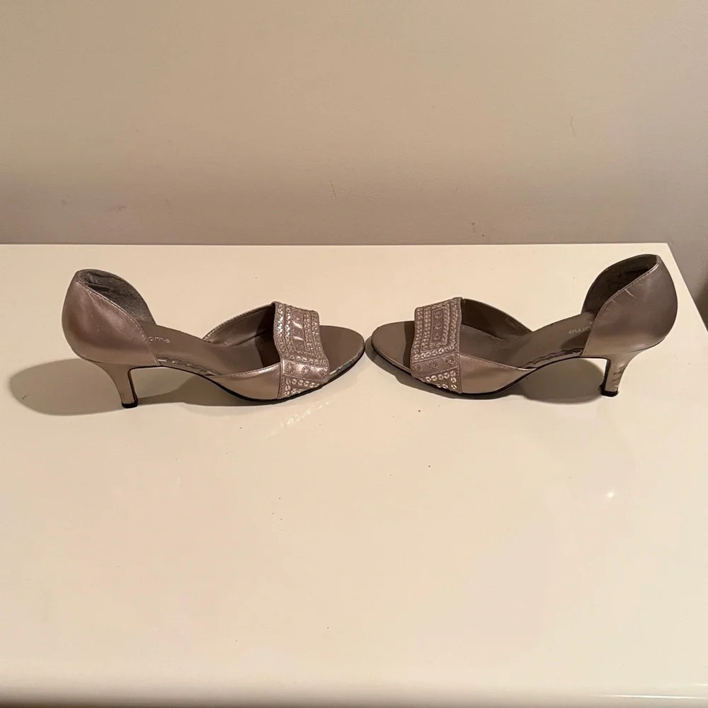 Liz Claiborne Metallic Open-Toe Heels